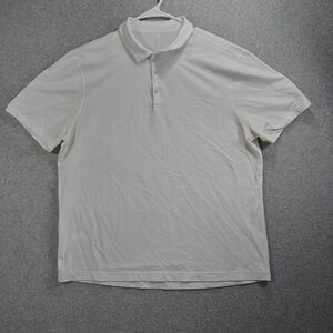Lululemon Shirt Mens Tech Pique Polo White Short Sleeves Golf Casual Sz XL